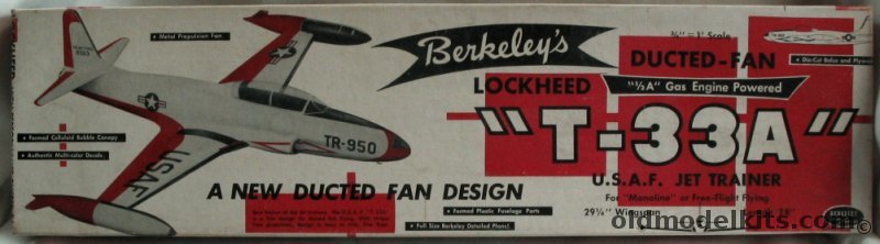 Berkeley 1/16 Lockheed T-33A Ducted Fan Flying Model Airplane Kit, 4-16 plastic model kit